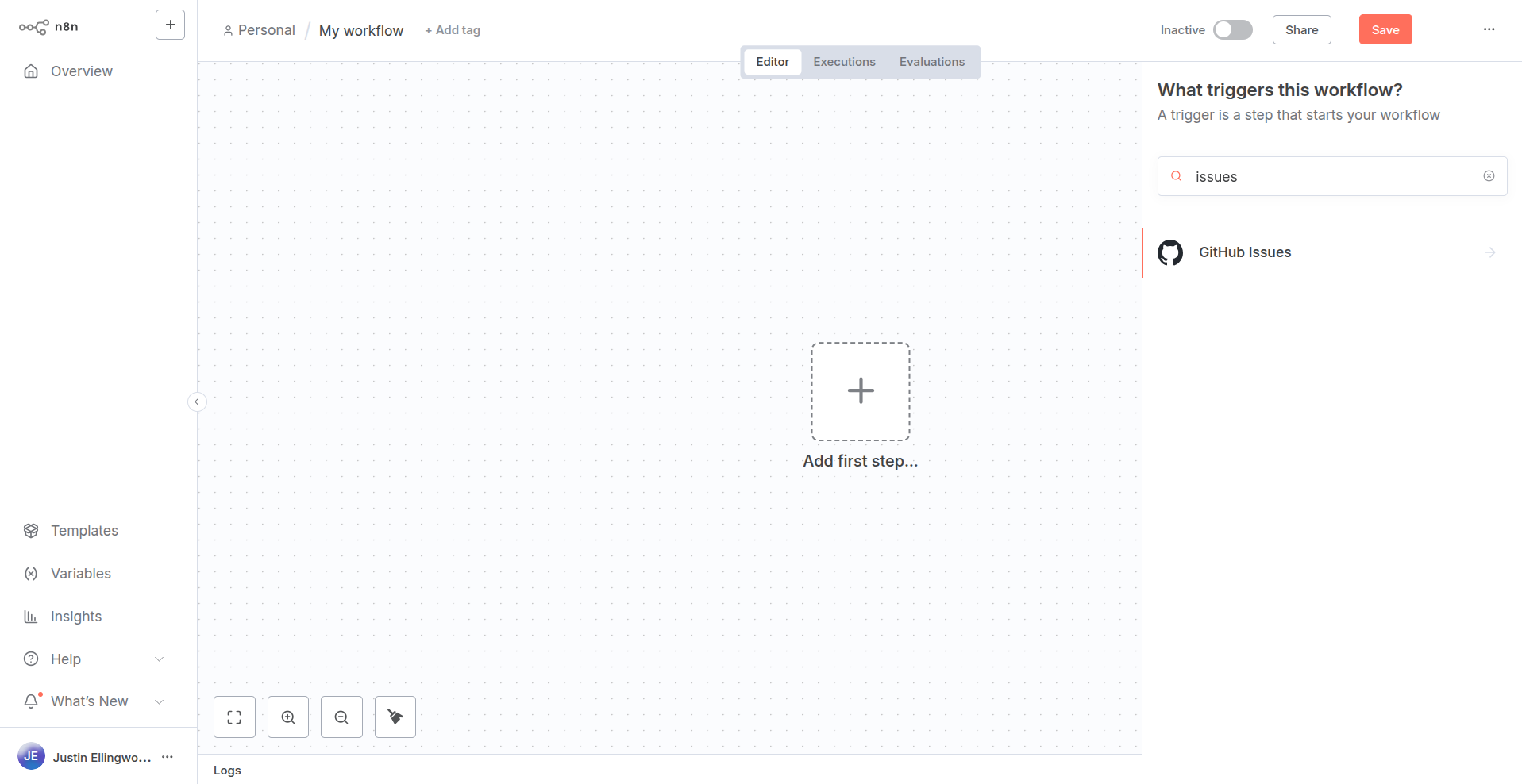 node in nodes panel